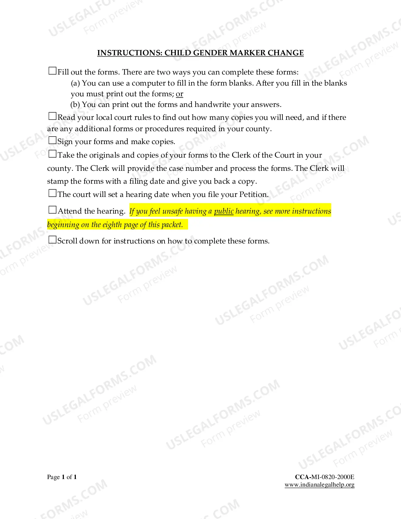 Preview Minor Gender Marker Change Packet