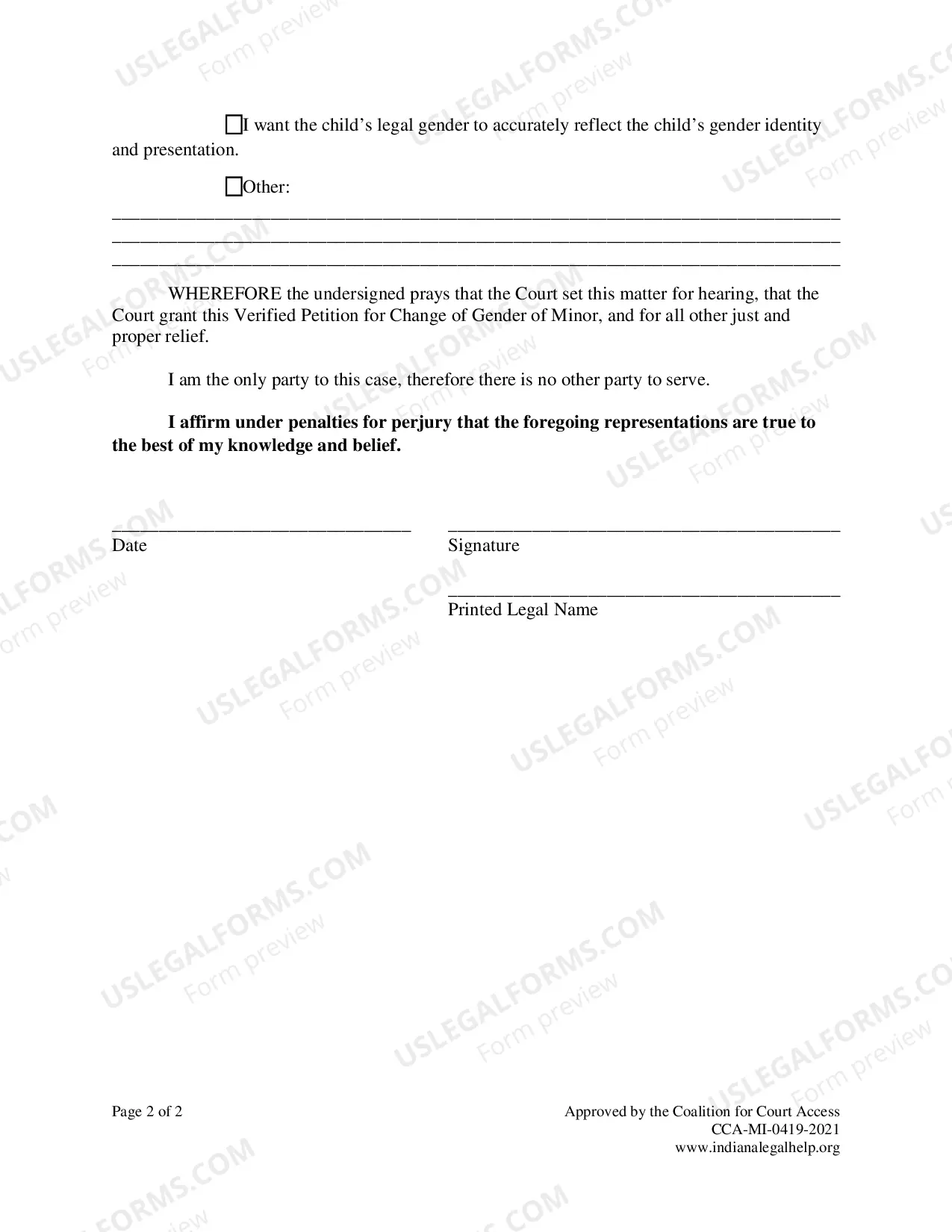 Preview Minor Gender Marker Change Packet