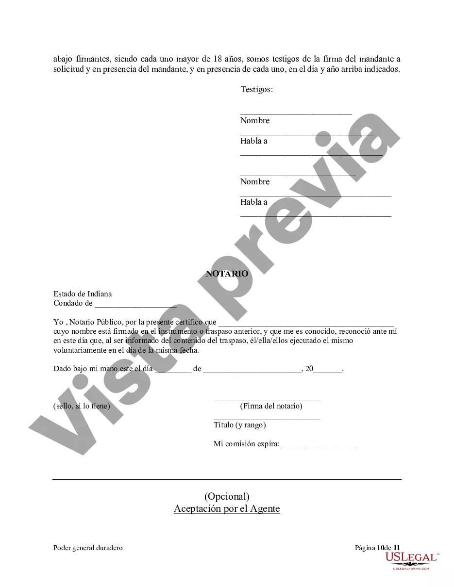 Preview Poder general duradero para la propiedad y las finanzas o efectivo financiero en caso de incapacidad