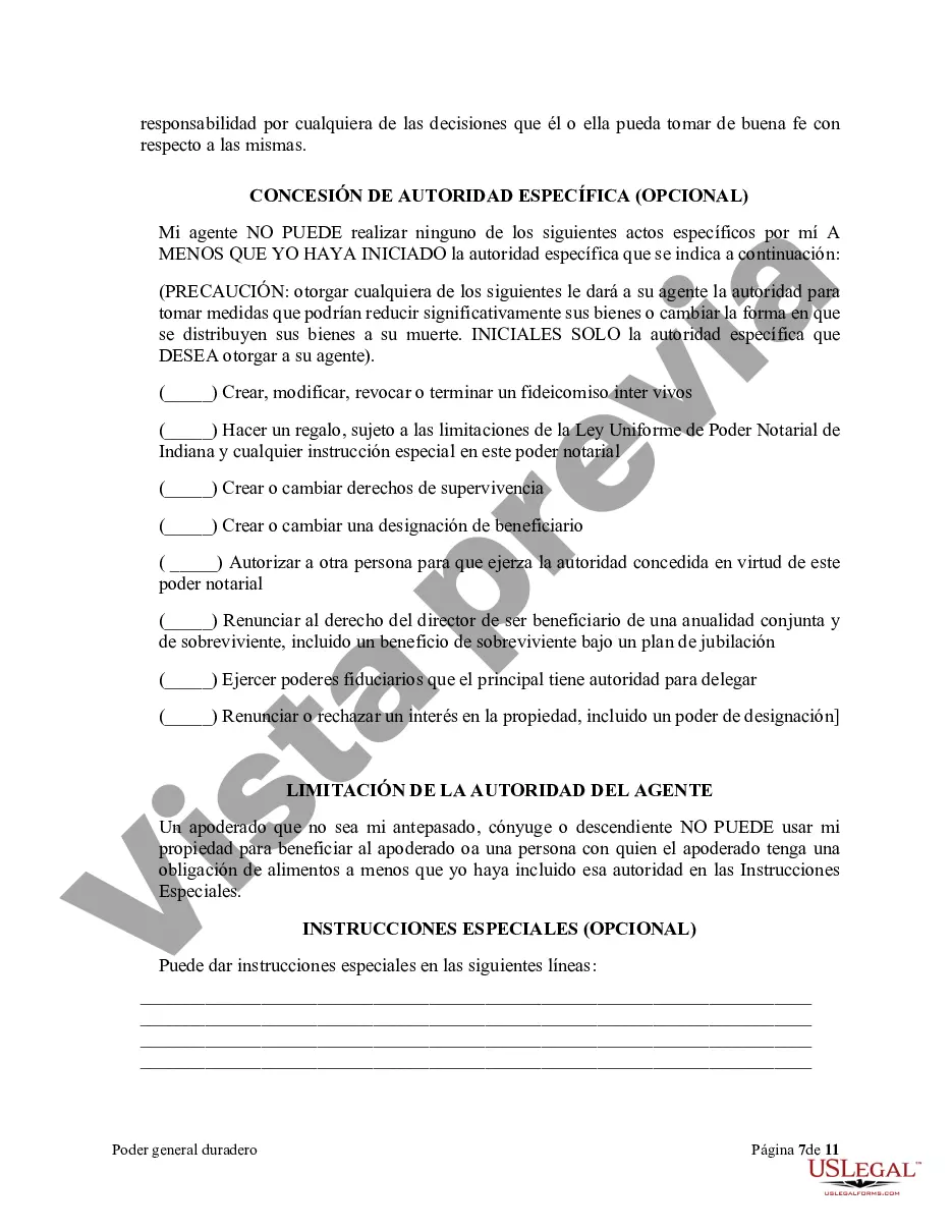 Preview Poder general duradero para la propiedad y las finanzas o efectivo financiero en caso de incapacidad