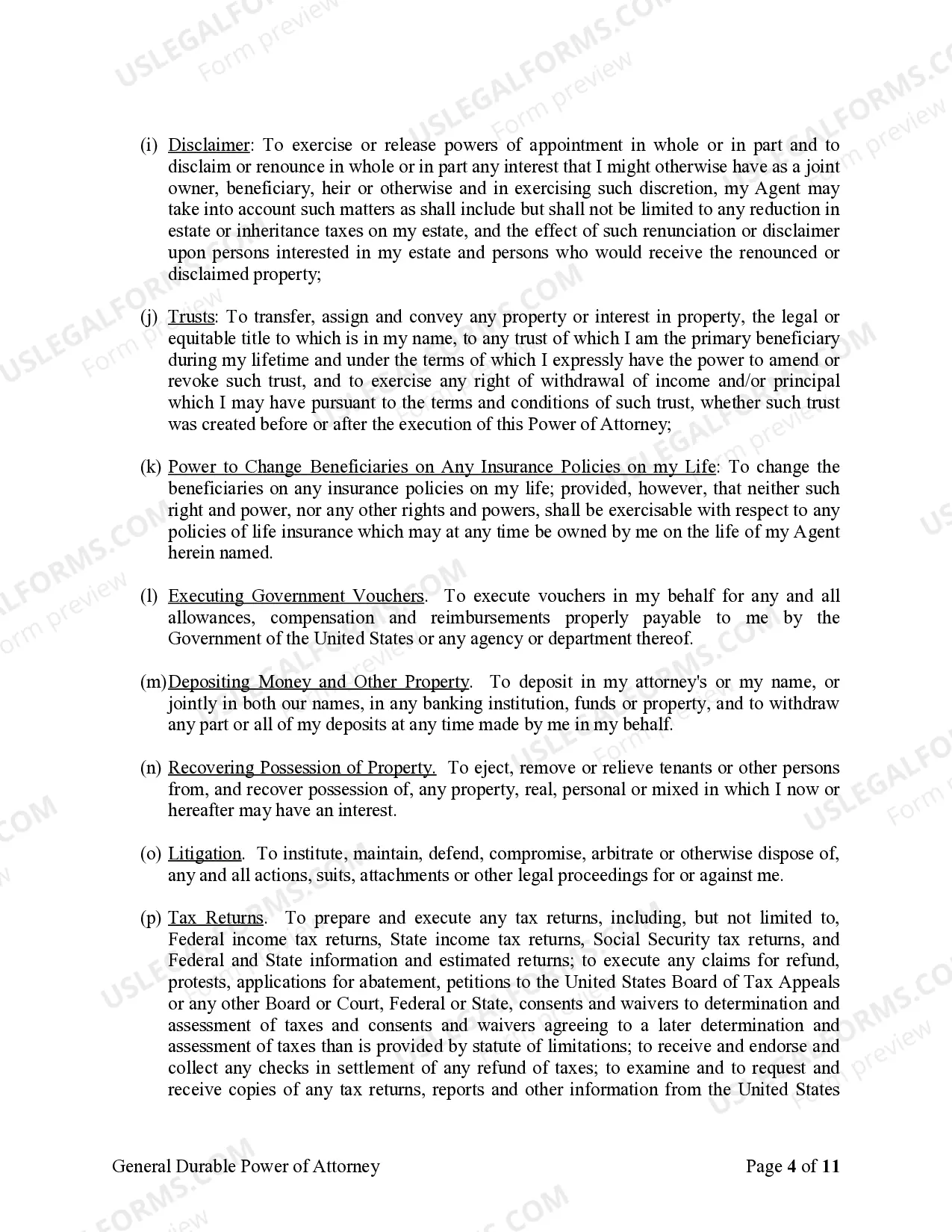 Preview General Durable Power of Attorney for Property and Finances or Financial Effective upon Disability