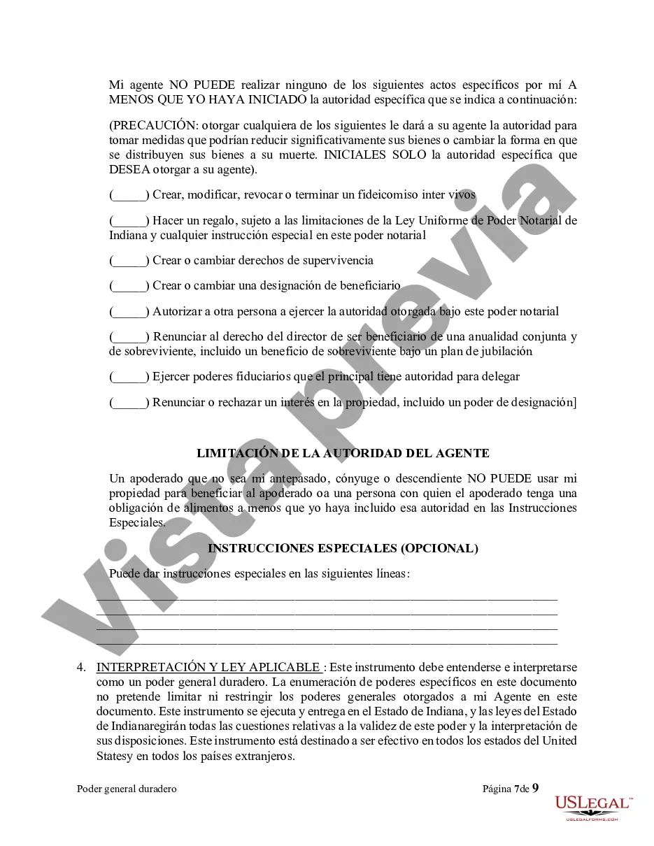 Preview Poder General Duradero para Bienes y Finanzas o Financiero Efectivo Inmediatamente
