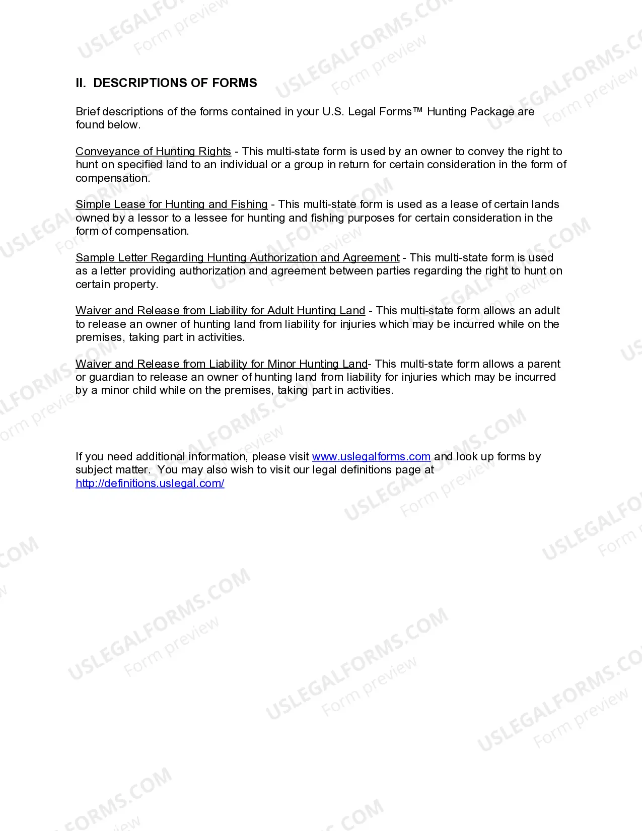 Preview Indiana Hunting Forms Package