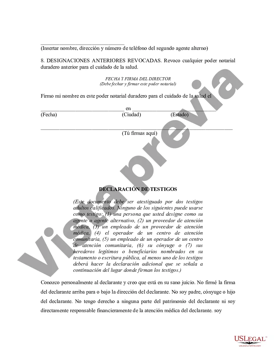 Preview Poder notarial duradero para el cuidado de la salud