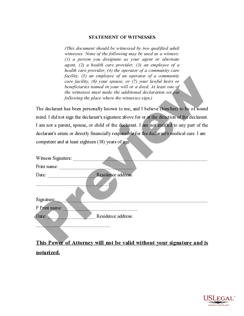 Preview Durable Power of Attorney for Health Care