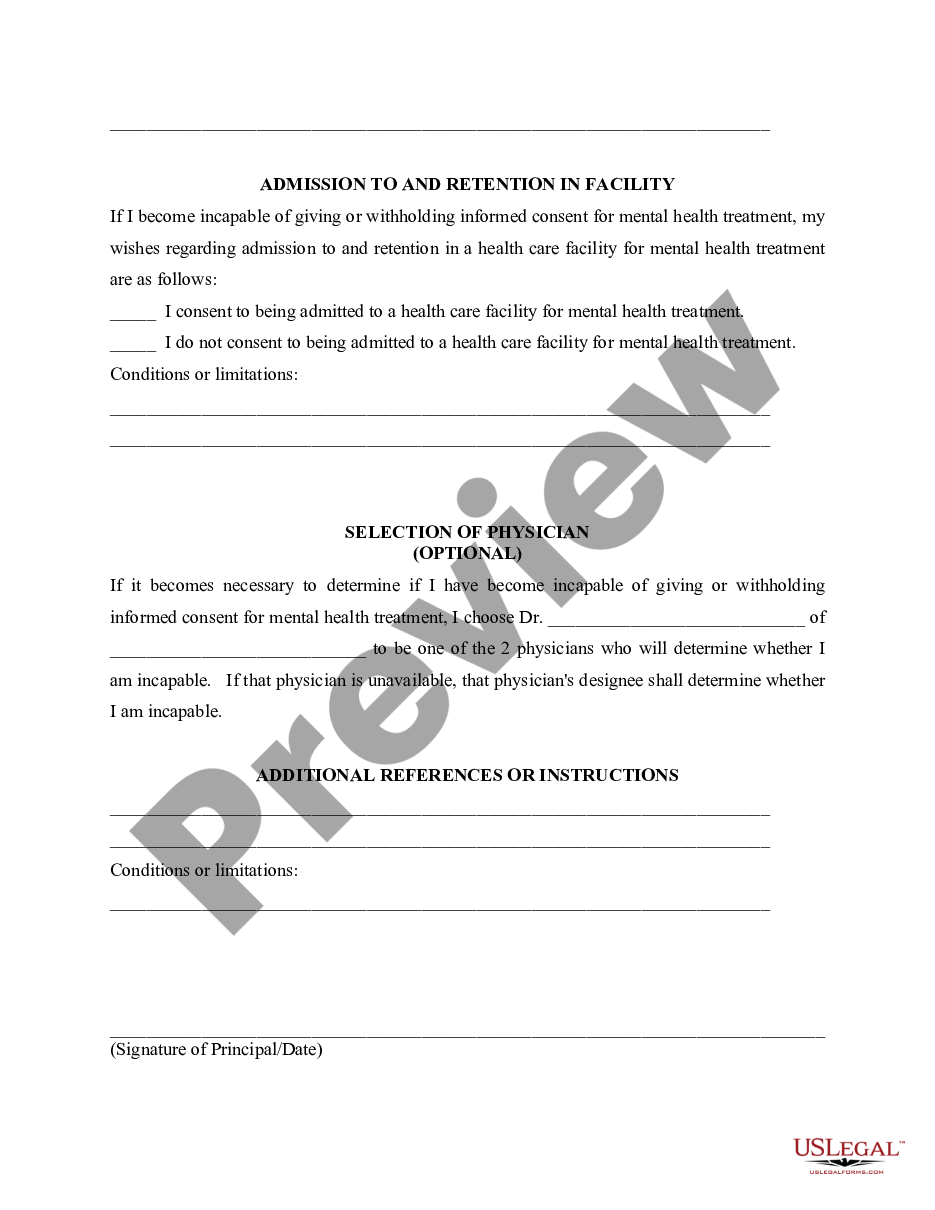 page 1 Declaration of Mental Health Care Treatment preview