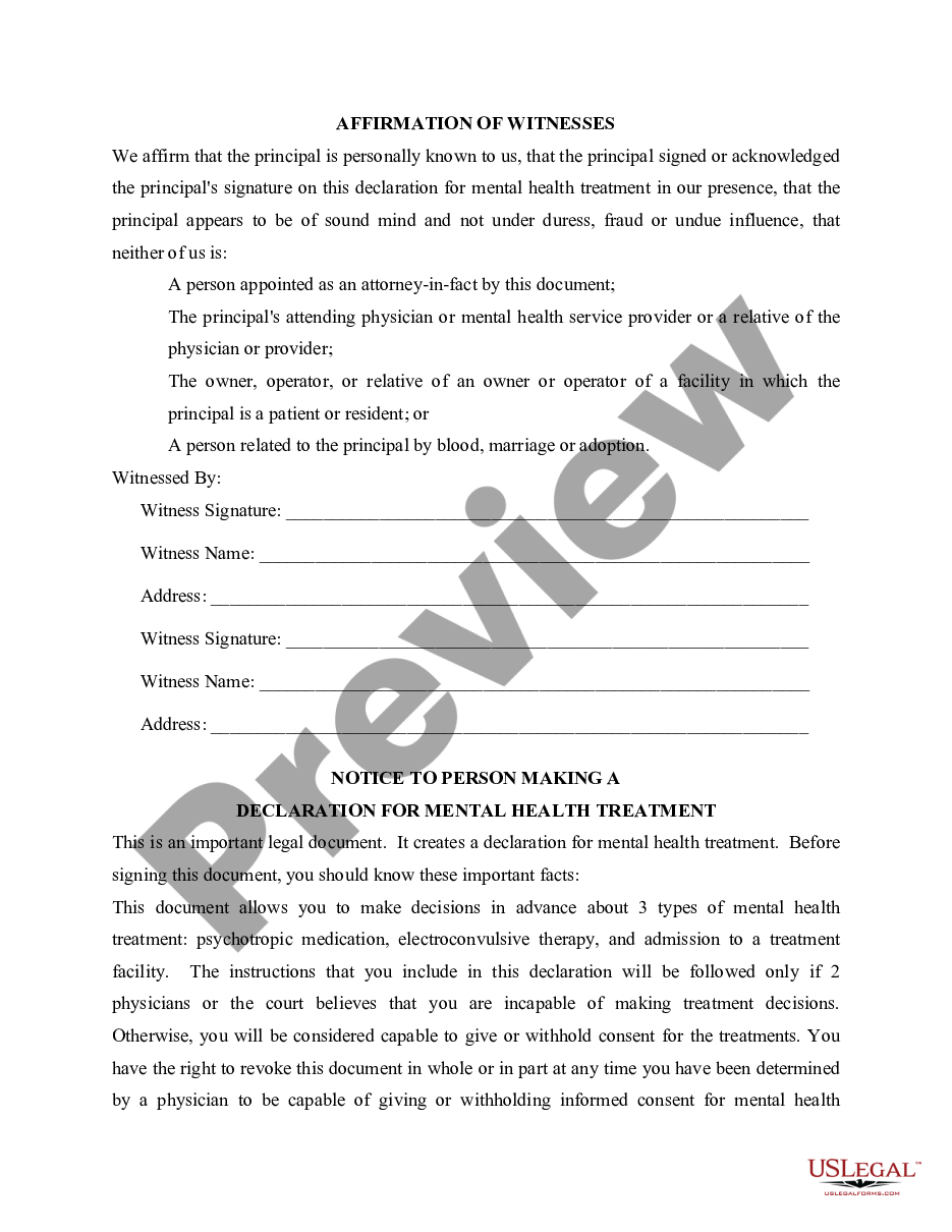 page 2 Declaration of Mental Health Care Treatment preview