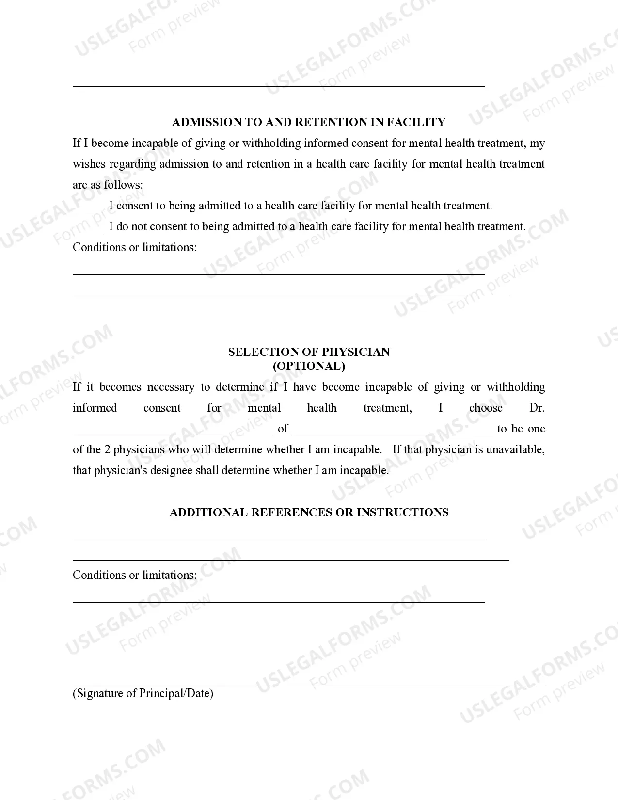 Preview Declaration of Mental Health Care Treatment