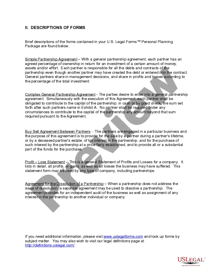 Preview Indiana General Partnership Package