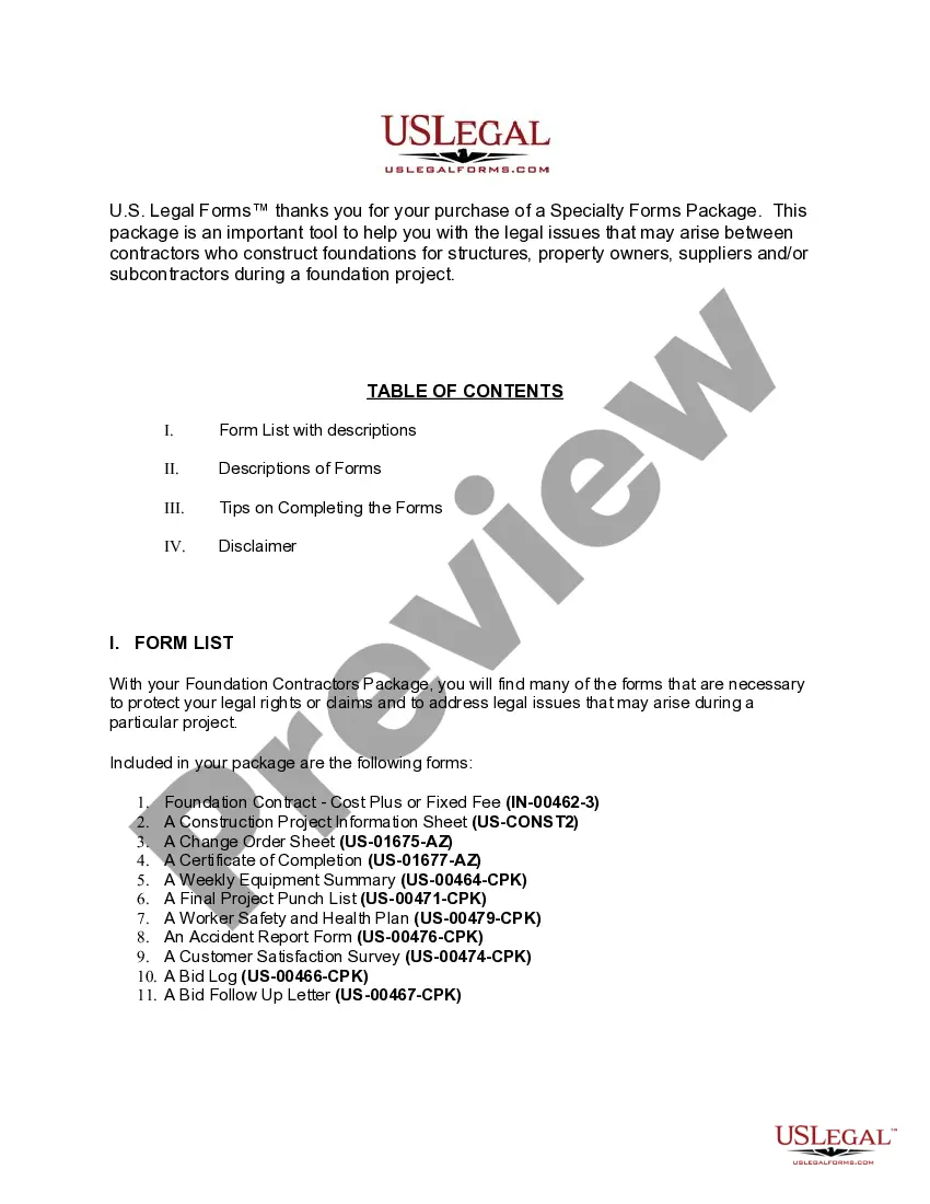 Preview Indiana Foundation Contractor Package
