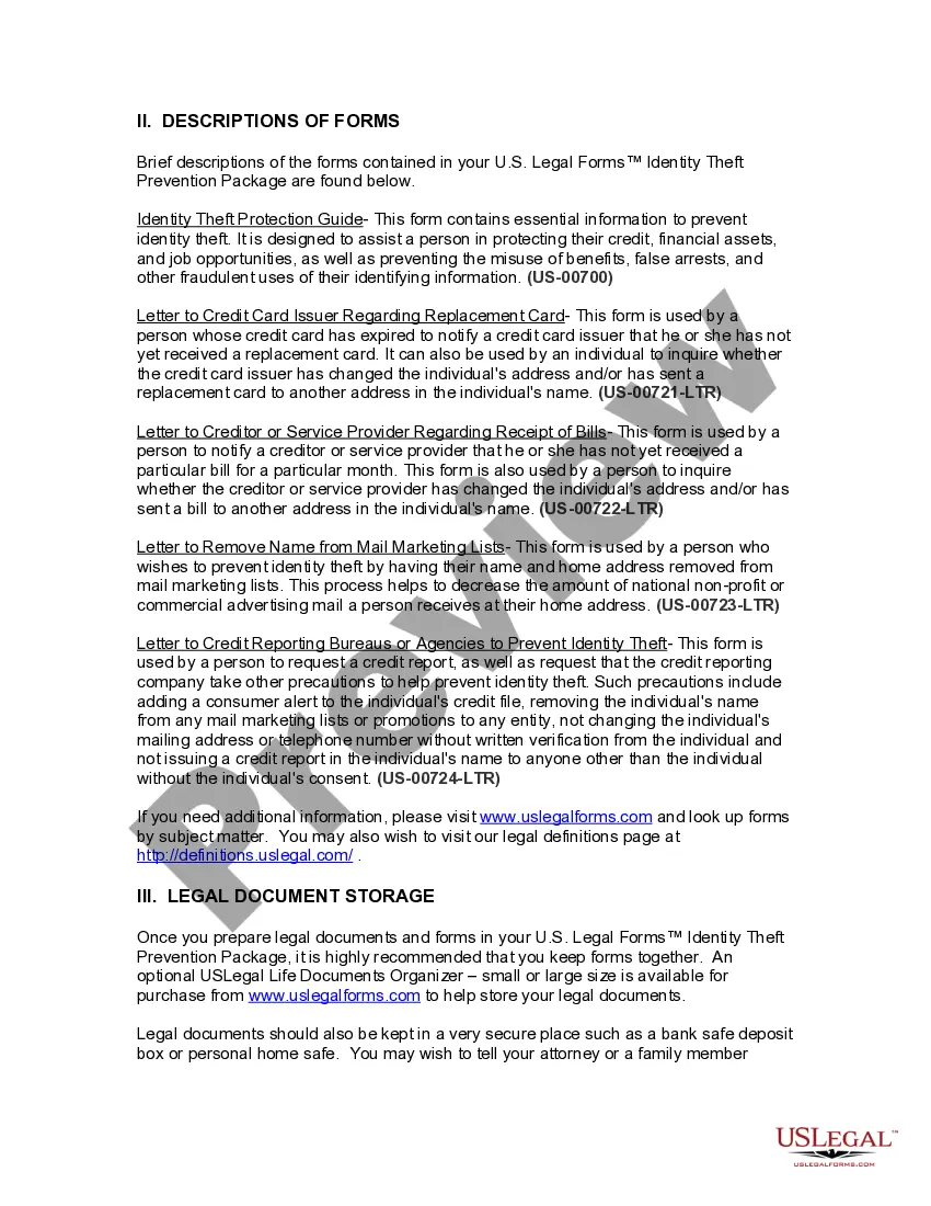 Preview Indiana Identity Theft Prevention Package