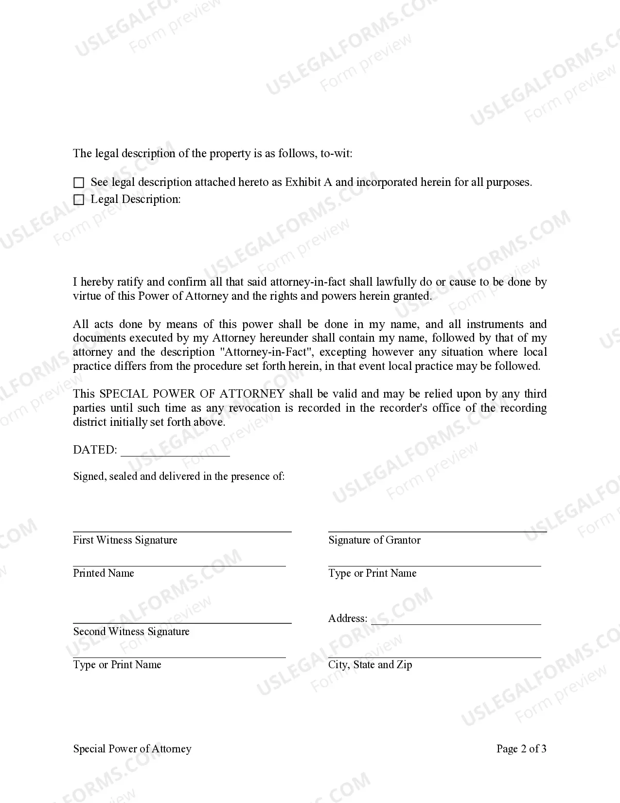 Preview Special or Limited Power of Attorney for Real Estate Sales Transaction By Seller