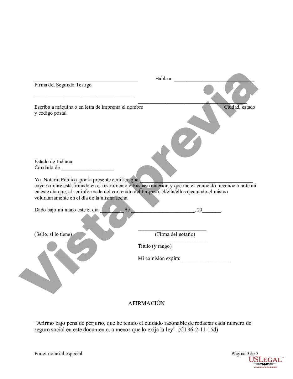 Preview Poder notarial especial o limitado para transacciones de compra de bienes raíces por parte del comprador