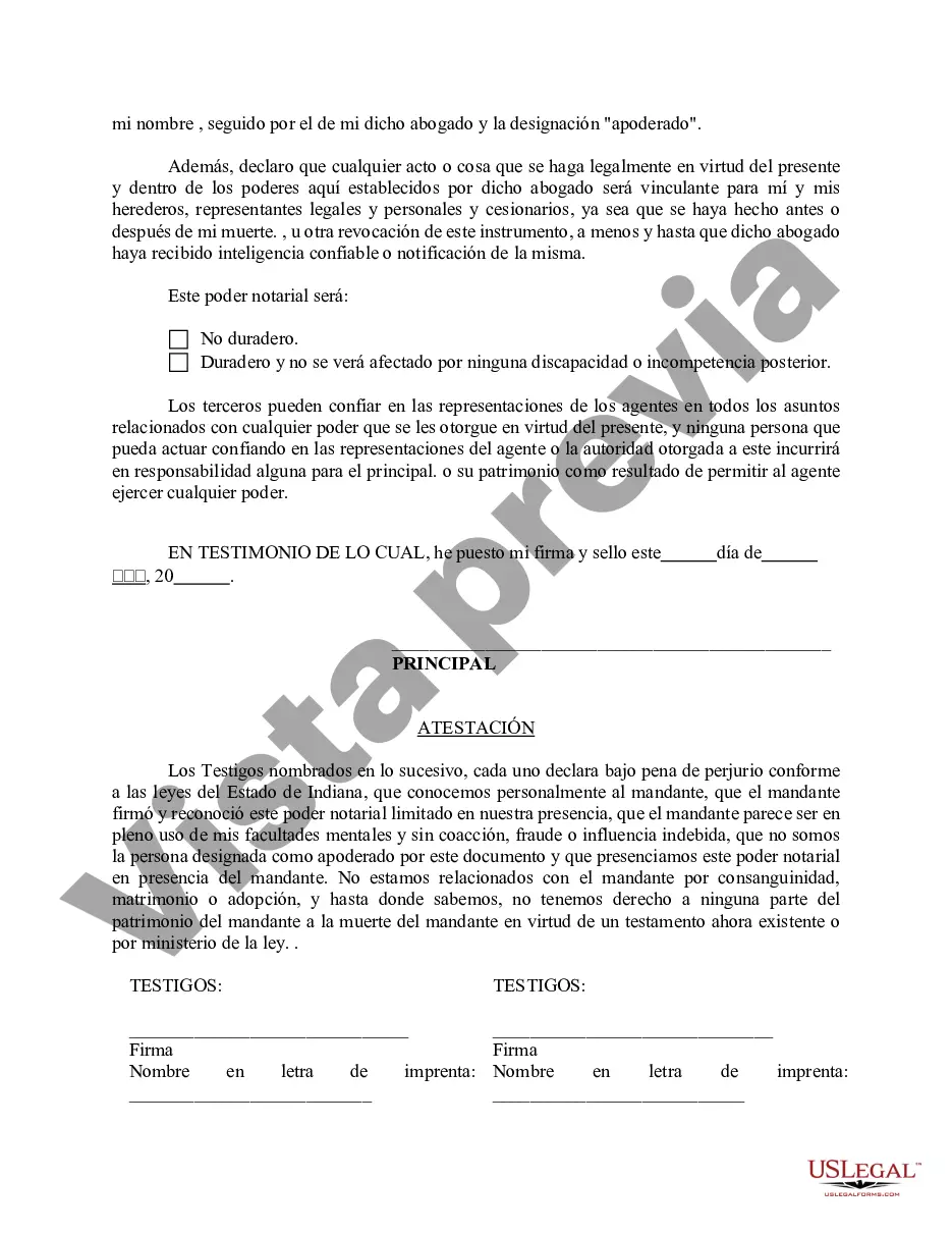 Preview Poder notarial limitado en el que se especifican poderes con ejemplos de poderes incluidos