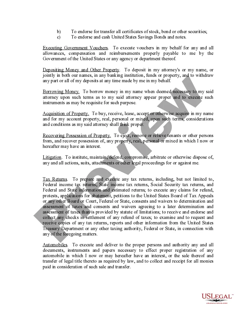 Preview Limited Power of Attorney where you Specify Powers with Sample Powers Included