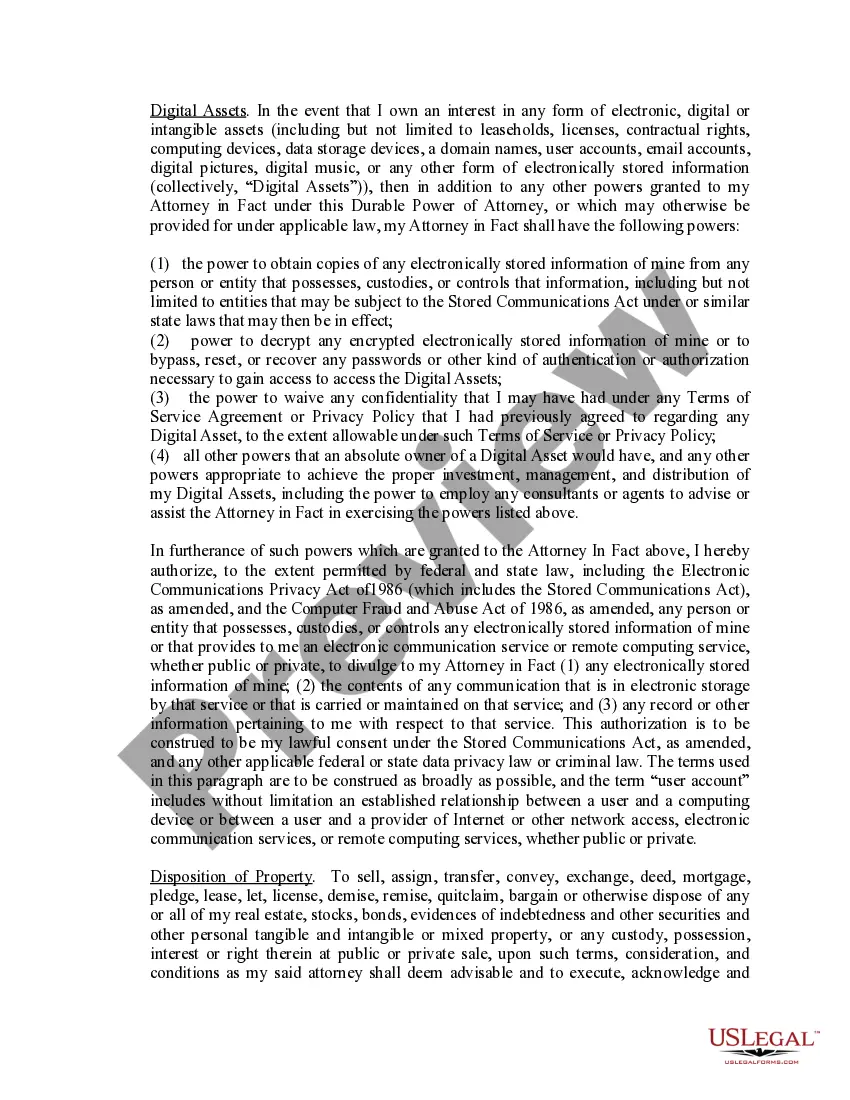 Preview Limited Power of Attorney where you Specify Powers with Sample Powers Included