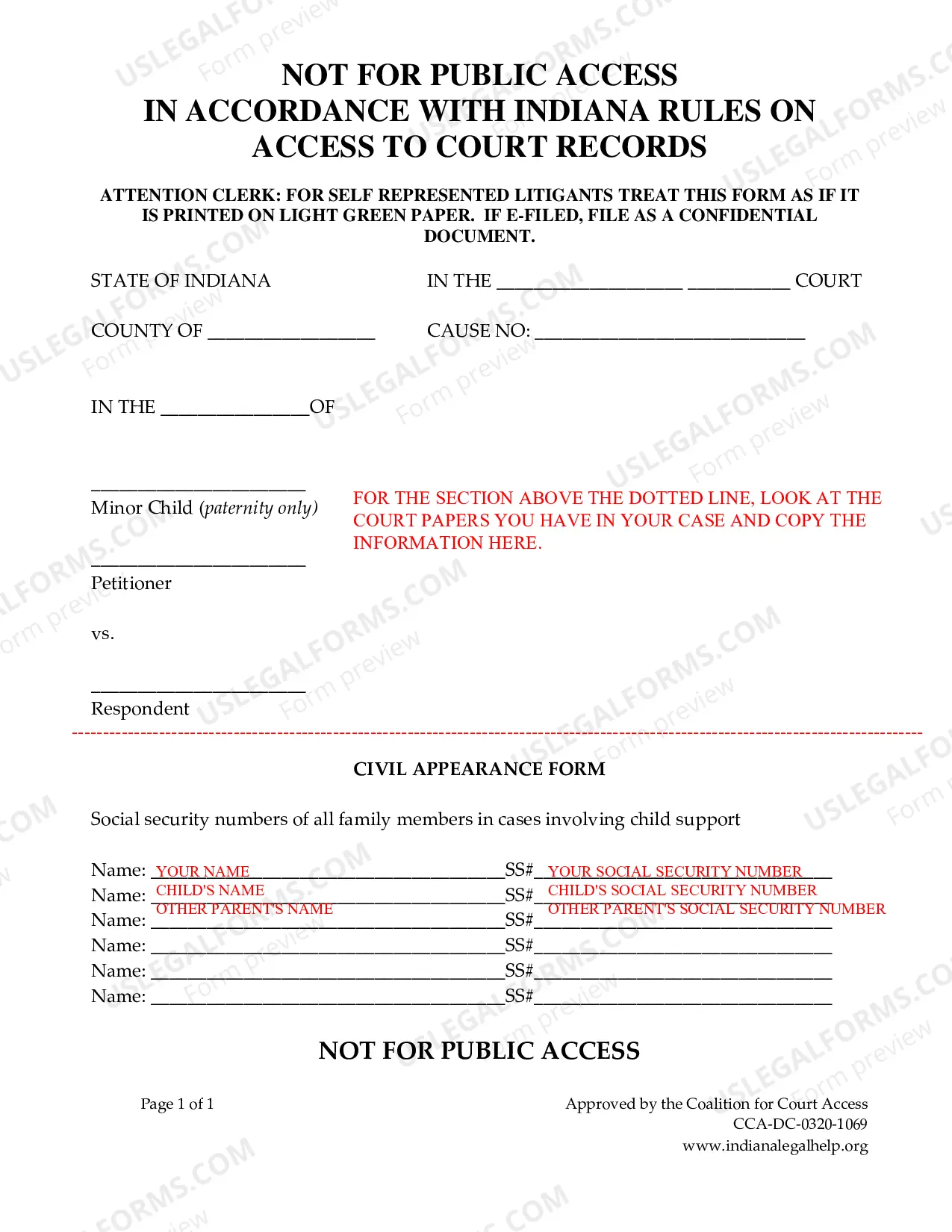 Preview Instructions for Petition for Paternity