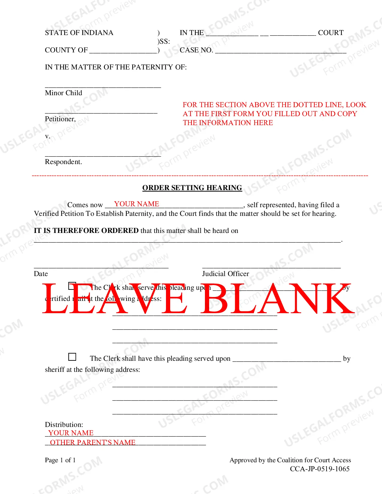 Preview Instructions for Petition for Paternity