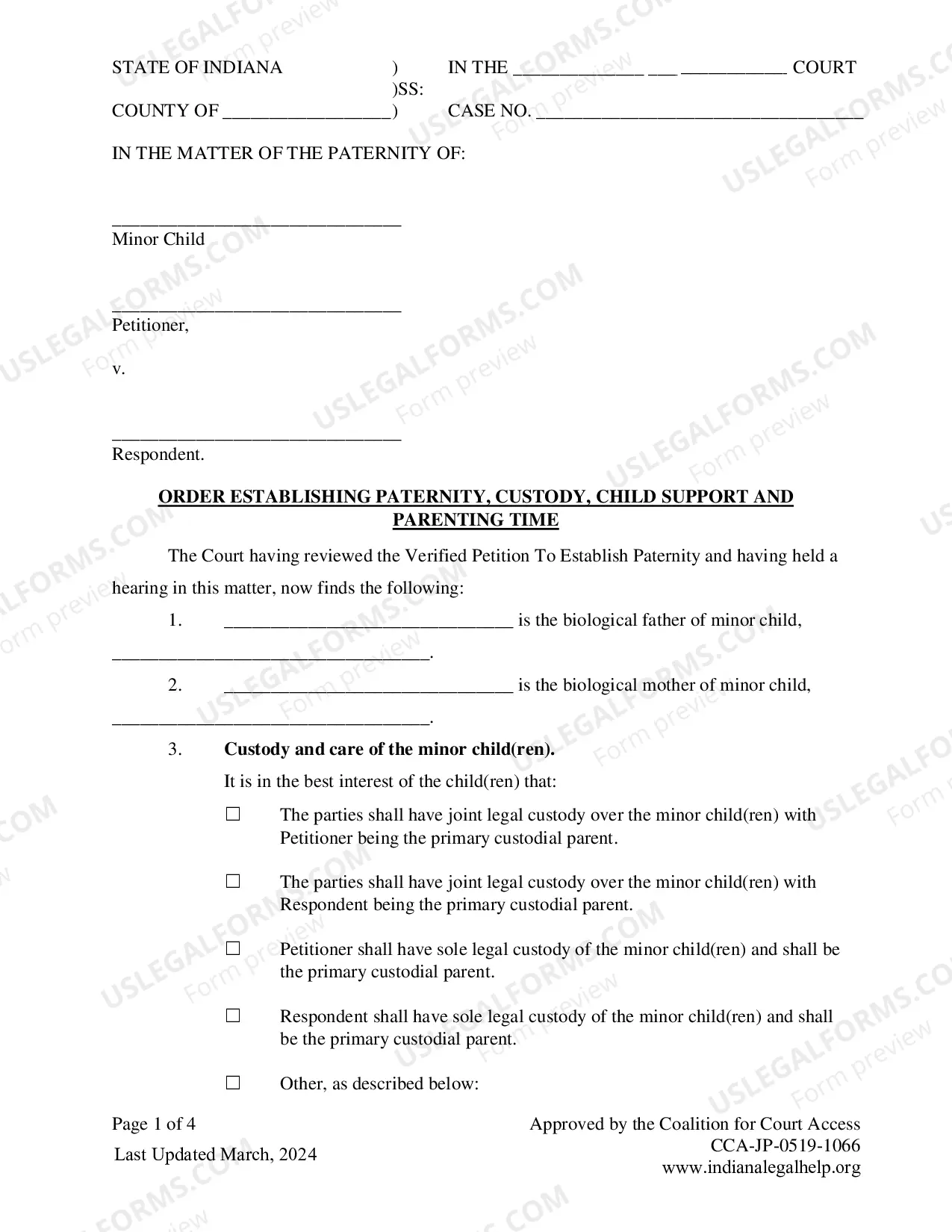 Preview Petition for Paternity Package