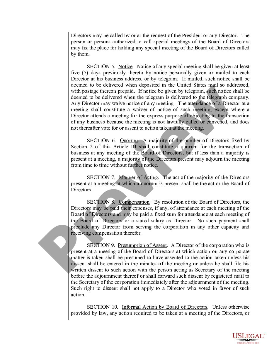 page 5 Sample Bylaws for an Indiana Professional Corporation preview