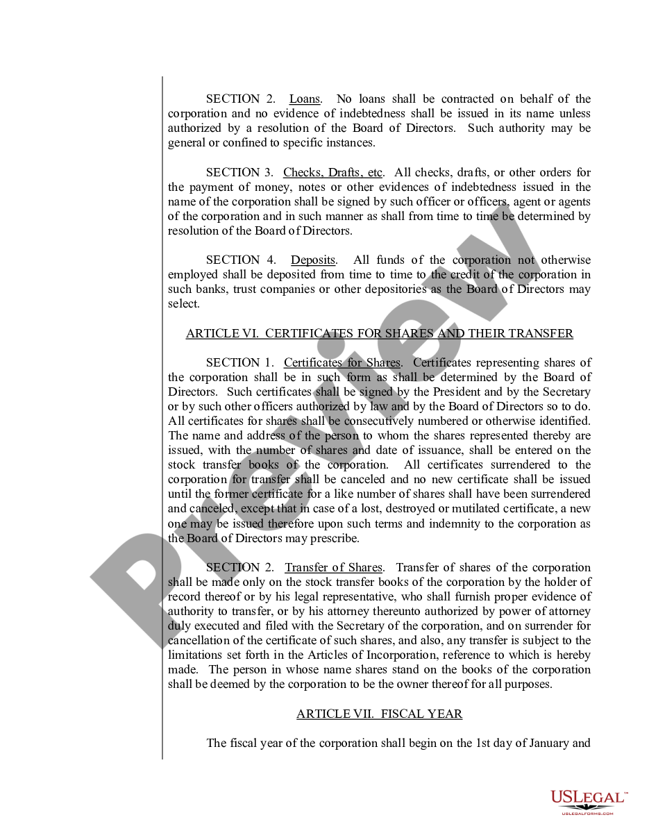 page 8 Sample Bylaws for an Indiana Professional Corporation preview