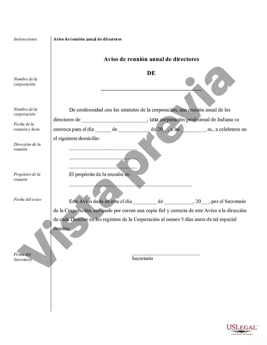 Preview Ejemplos de registros corporativos para una corporación profesional de Indiana
