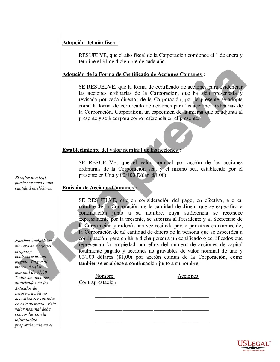 Preview Ejemplo de actas organizativas para una corporación profesional de Indiana