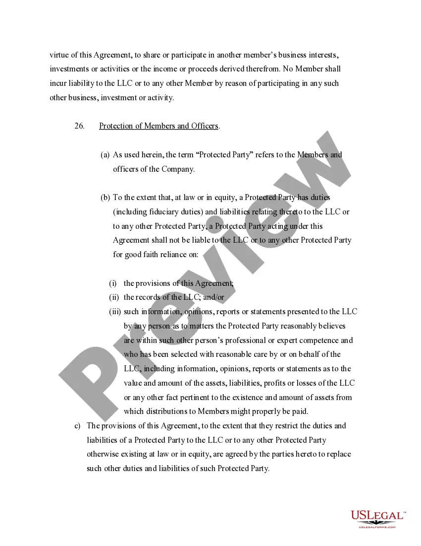 Preview Sample Operating Agreement for Professional Limited Liability Company PLLC