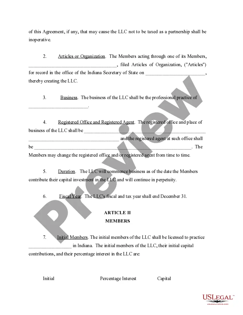 Preview Sample Operating Agreement for Professional Limited Liability Company PLLC