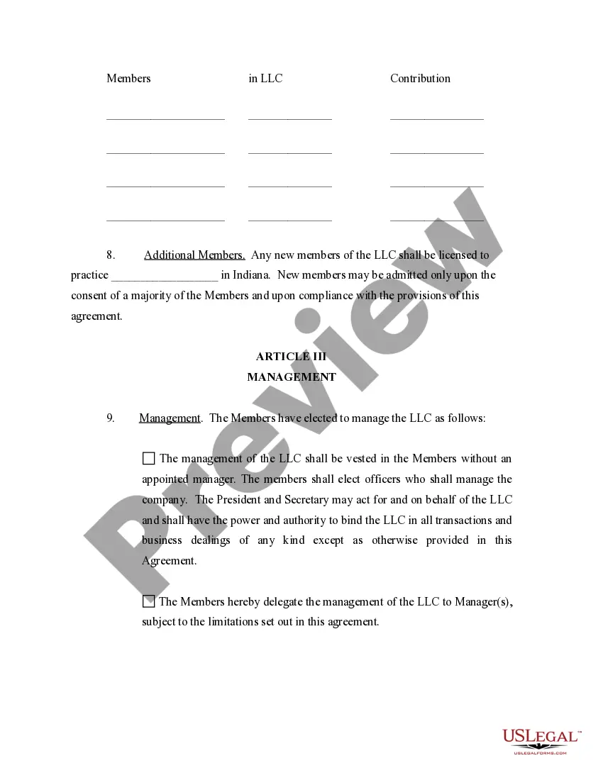 Preview Sample Operating Agreement for Professional Limited Liability Company PLLC