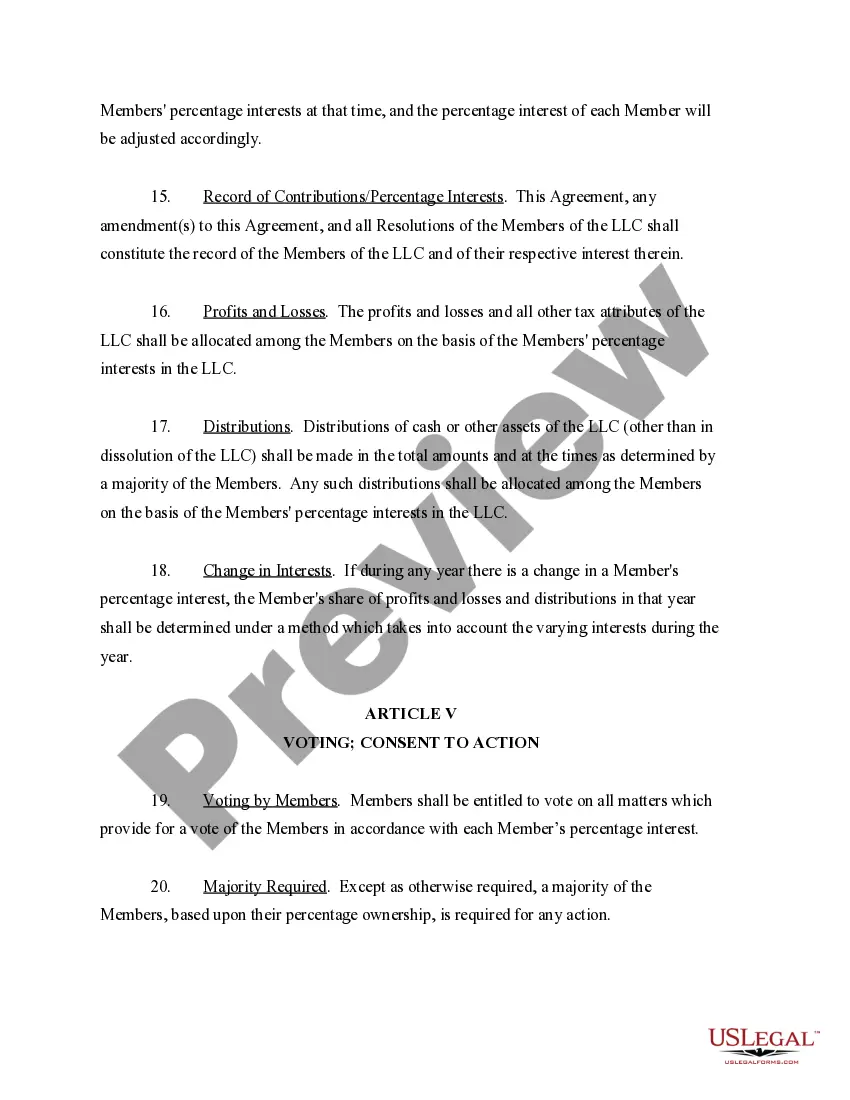 Preview Sample Operating Agreement for Professional Limited Liability Company PLLC