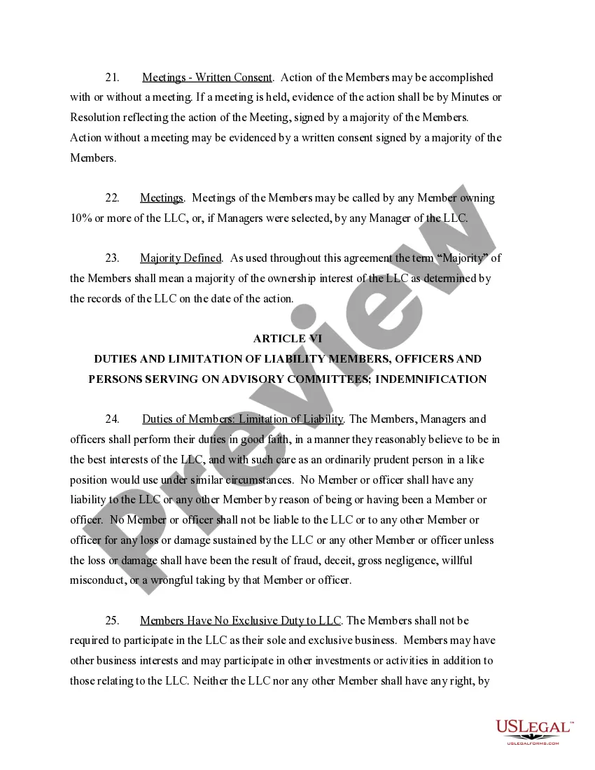 Preview Sample Operating Agreement for Professional Limited Liability Company PLLC
