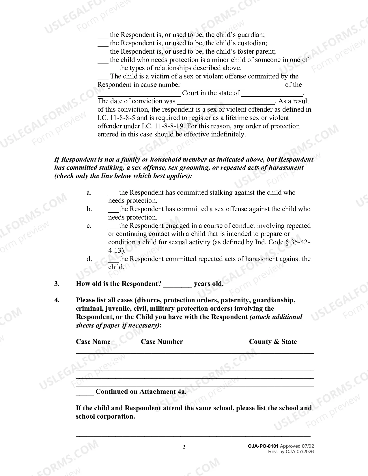 Preview Petition for an Order for Protection and Request for a Hearing (Filed on Behalf of a Child)