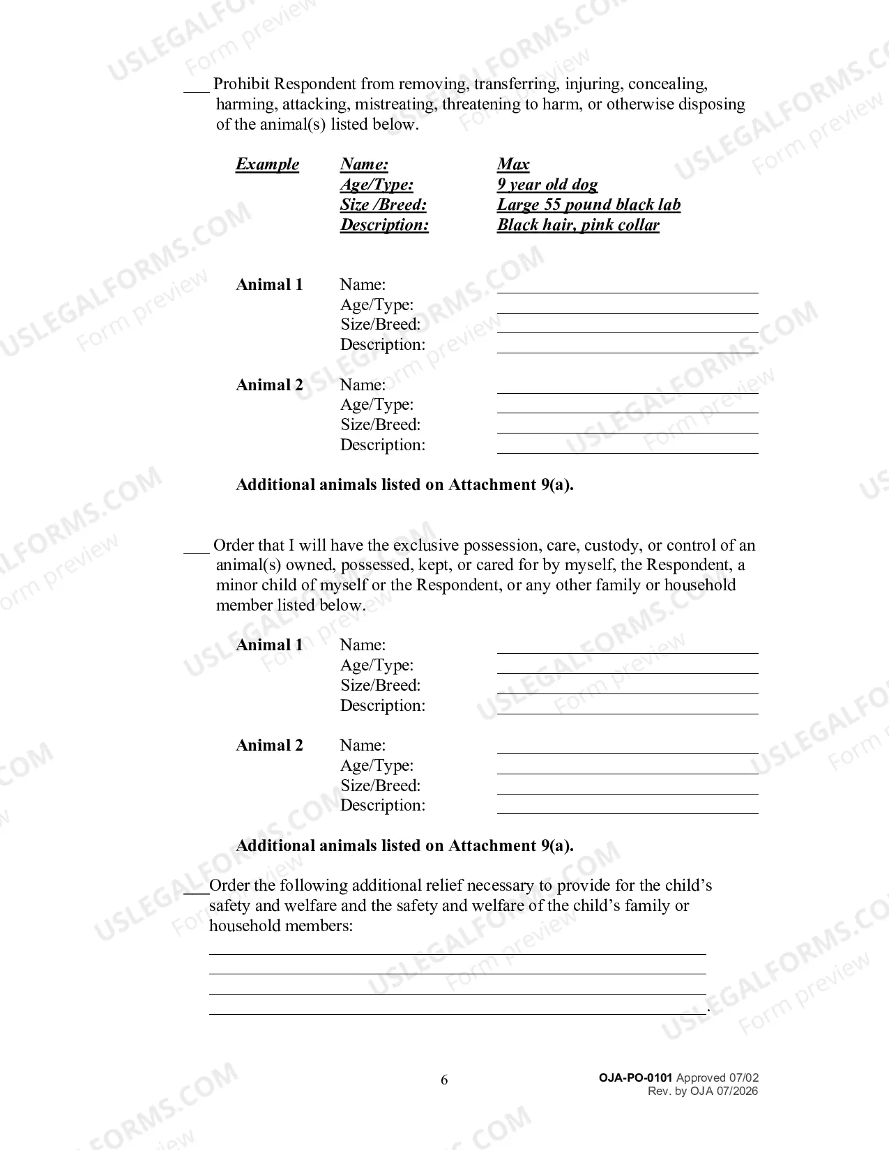Preview Petition for an Order for Protection and Request for a Hearing (Filed on Behalf of a Child)