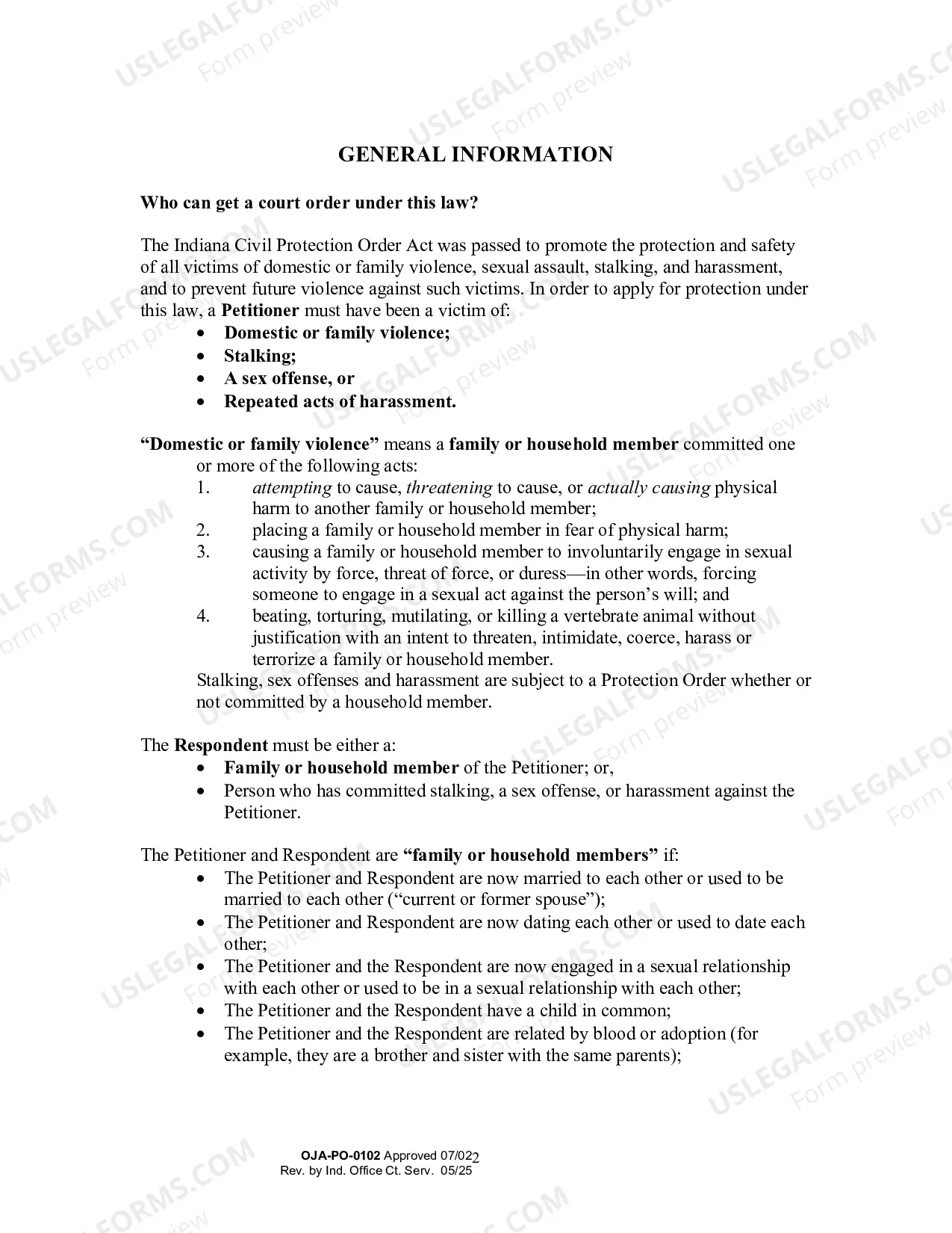 Preview Instructions for Petition for an Order for Protection (Filed by Person Seeking Protection)