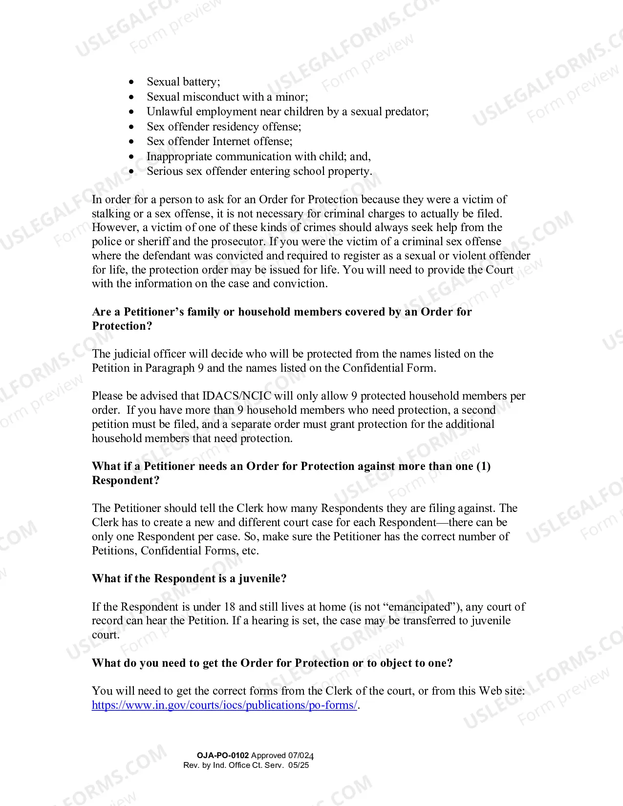 Preview Instructions for Petition for an Order for Protection (Filed by Person Seeking Protection)