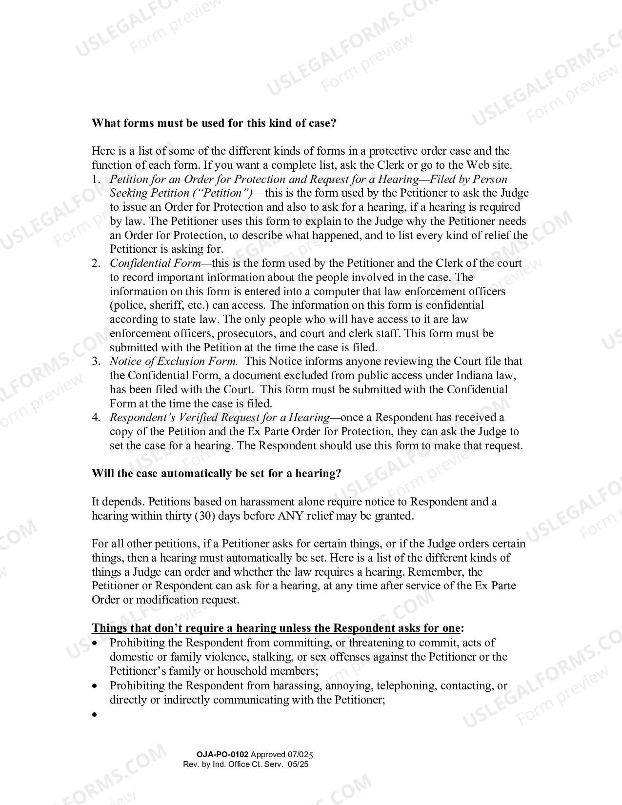 Preview Instructions for Petition for an Order for Protection (Filed by Person Seeking Protection)