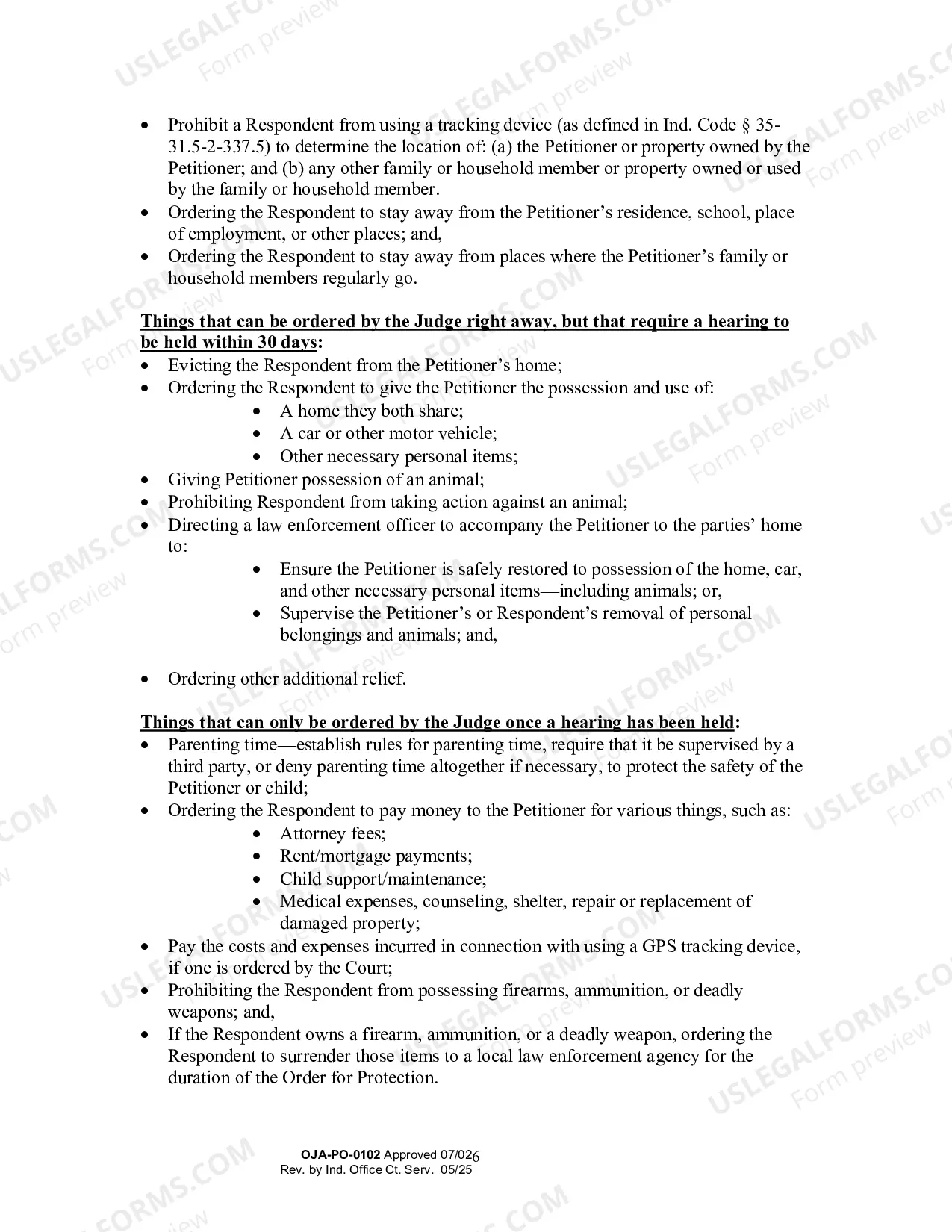 Preview Instructions for Petition for an Order for Protection (Filed by Person Seeking Protection)