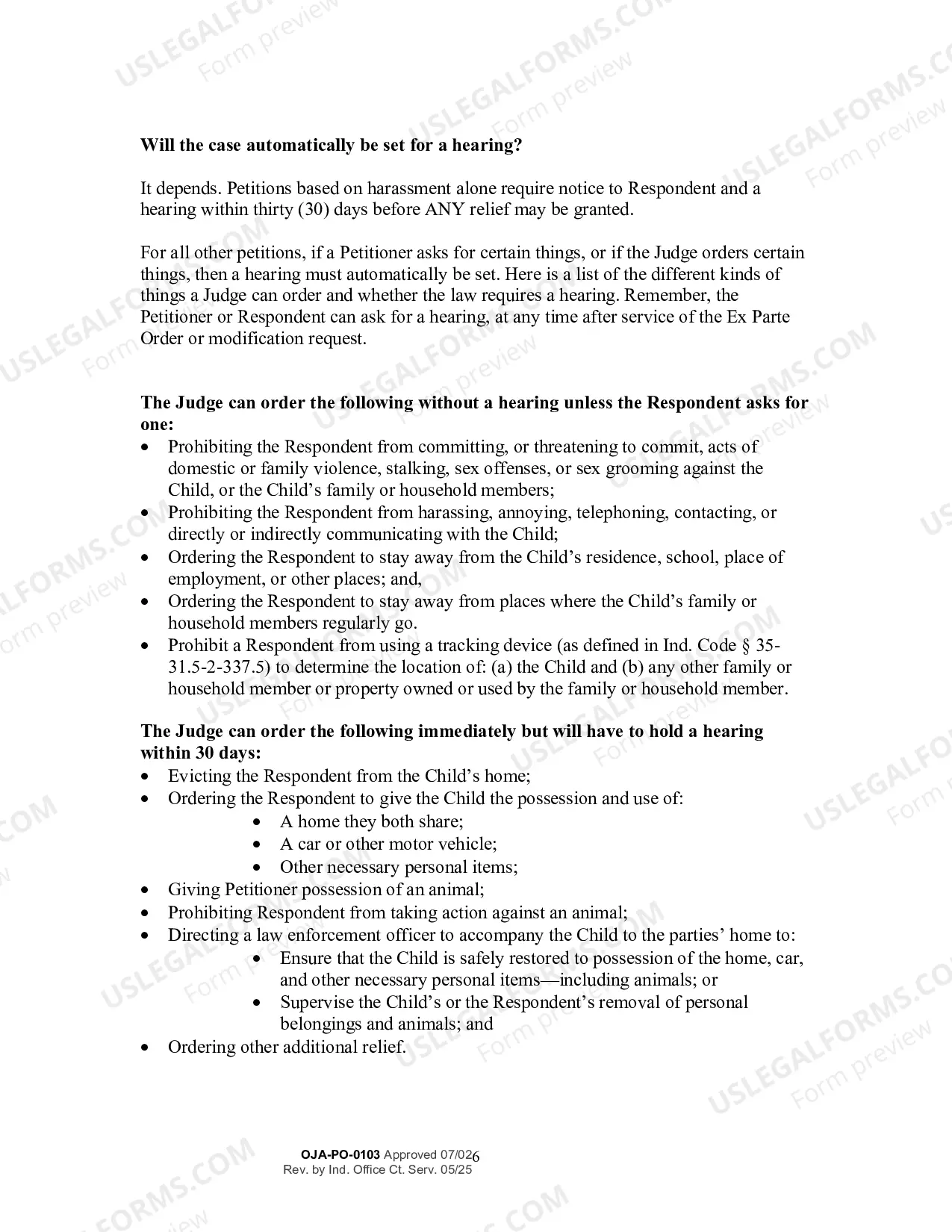 Preview Instructions for Petition for an Order for Protection (Filed on Behalf of a Child)