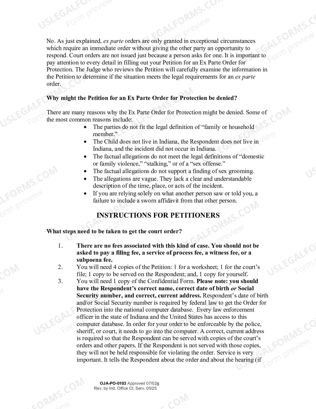 Preview Instructions for Petition for an Order for Protection (Filed on Behalf of a Child)