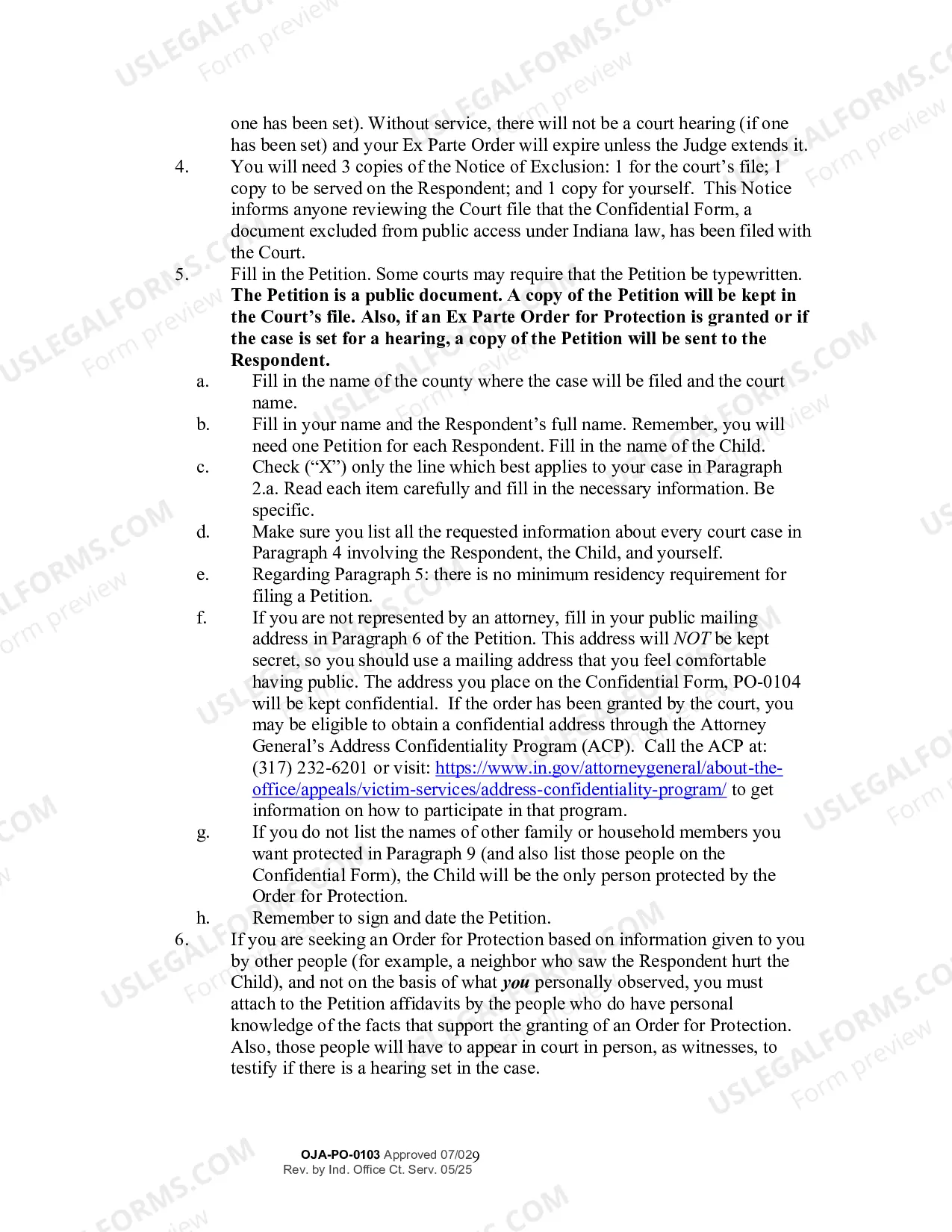 Preview Instructions for Petition for an Order for Protection (Filed on Behalf of a Child)