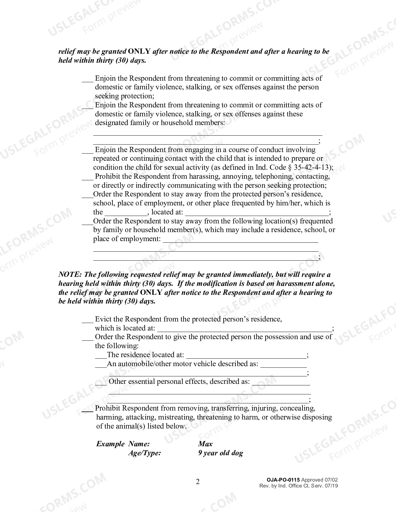 Preview Petition to Modify an Order for Protection