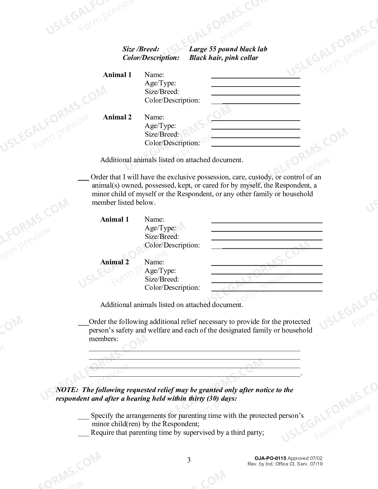 Preview Petition to Modify an Order for Protection
