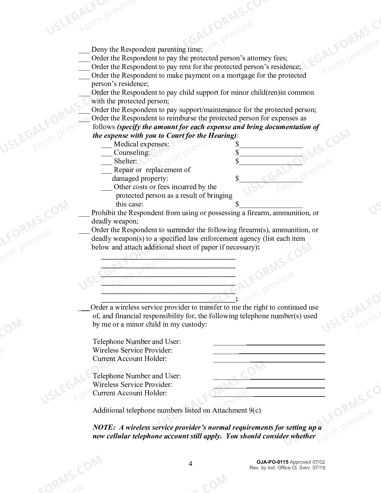 Preview Petition to Modify an Order for Protection