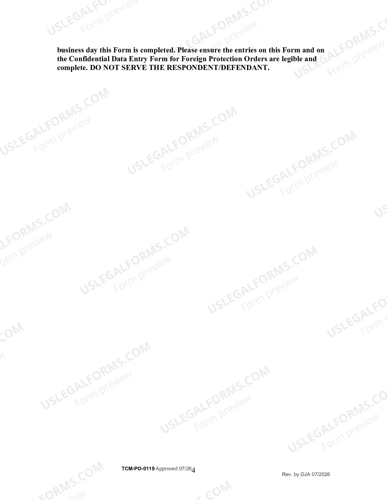 Preview Registration of Foreign Protection Order