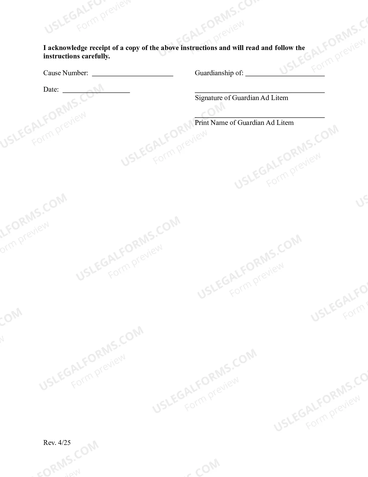 Preview Instructions to Guardian Ad Litem (LR29-PR00-714.10, LR29-PR00-716.20) - Form PR 00-8 (PDF)Opens a New Window.