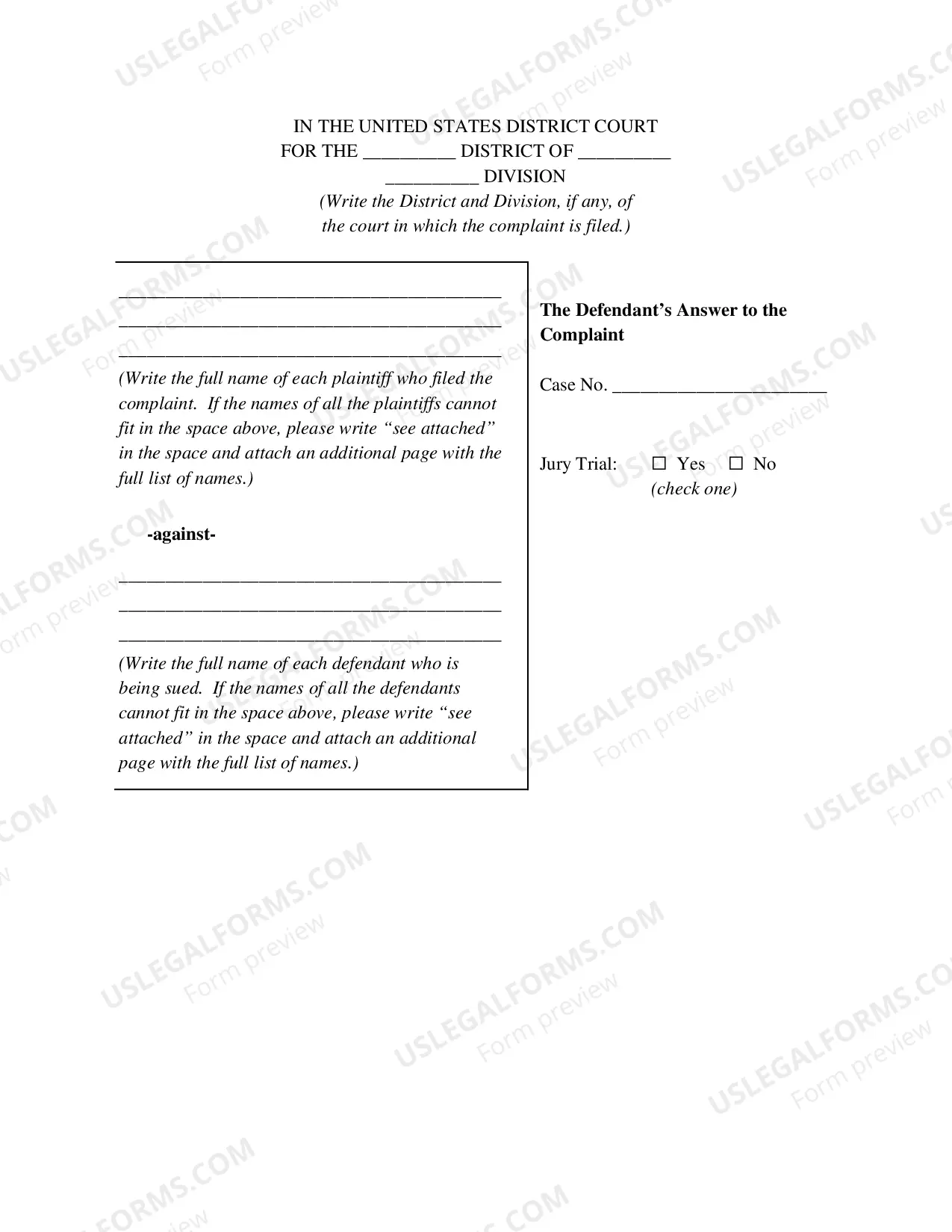 Preview Answer to Complaint