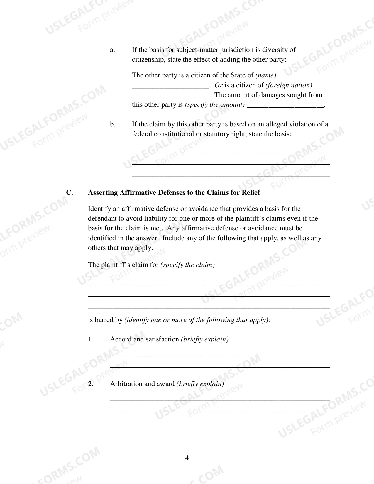 Preview Answer to Complaint