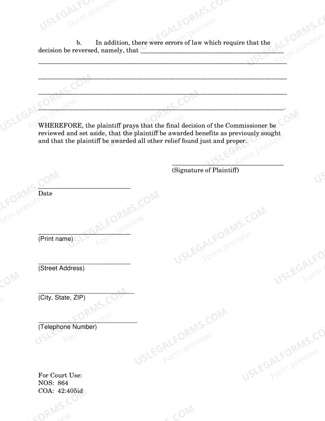 Preview Pro Se Social Security Complaint
