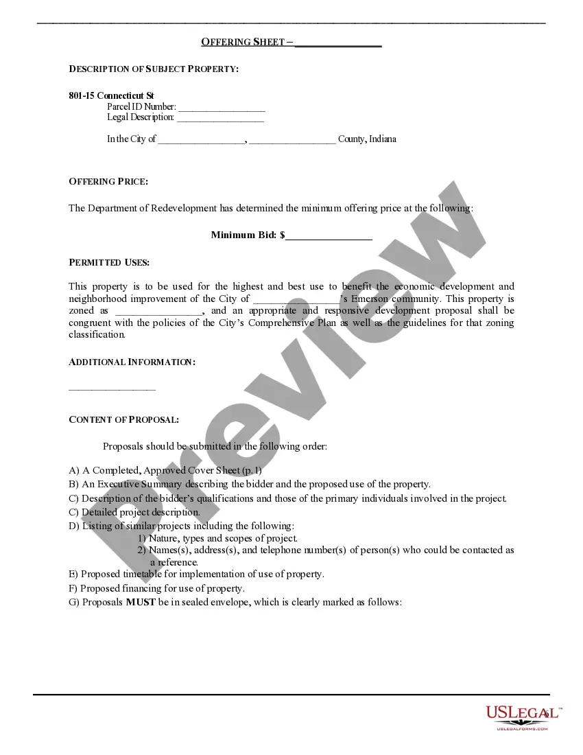 Preview Redevelopment Commission Process for Bidders on Real Property
